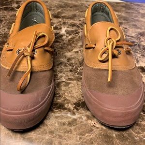 Brown suede rain shoes